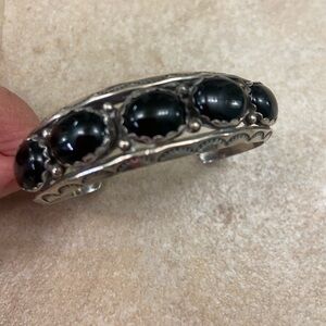 Navajo Sterling Silver Black Onyx Bracelet